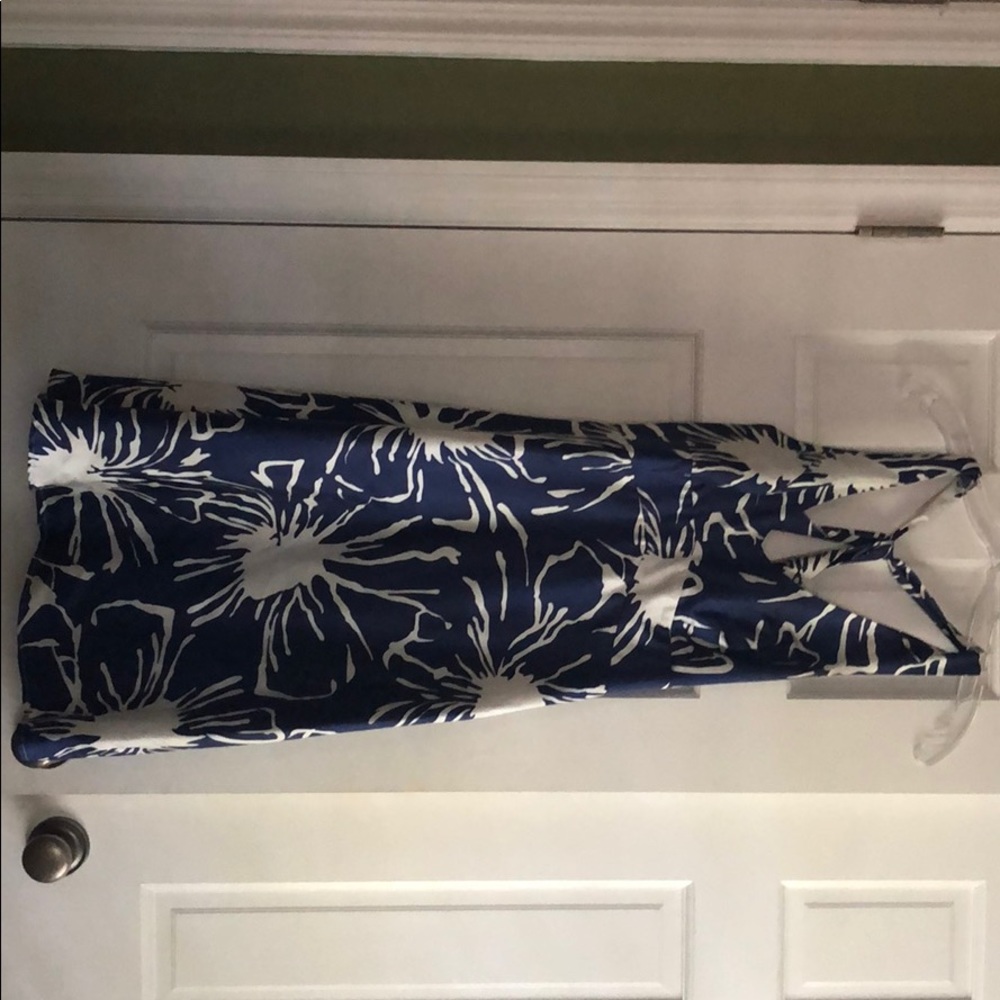 Blue and white fit and flare